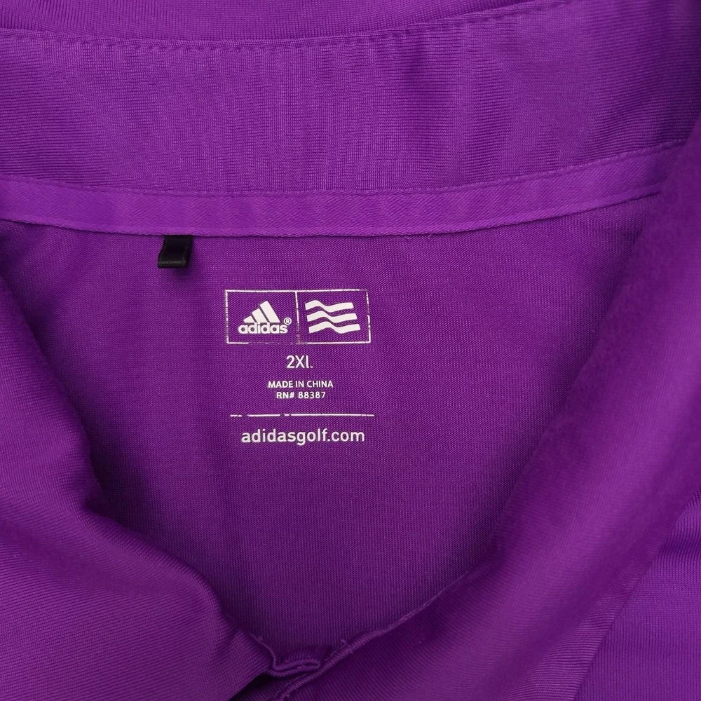 Adidas‎ Adizero Polo Shirt Mens 2XL Purple Stripe Golf Performance Stretch Top